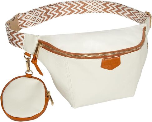 حقيبة خصر جلدية للنساء من Fanny Pack مع محفظة للعملات المعدنية، حقيبة خصر مقاومة للماء للمشي لمسافات طويلة وركوب الدراجات والجري in Kuwait