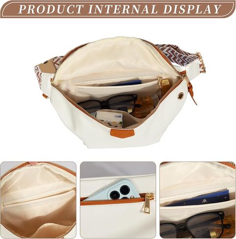 حقيبة خصر جلدية للنساء من Fanny Pack مع محفظة للعملات المعدنية، حقيبة خصر مقاومة للماء للمشي لمسافات طويلة وركوب الدراجات والجري in Kuwait