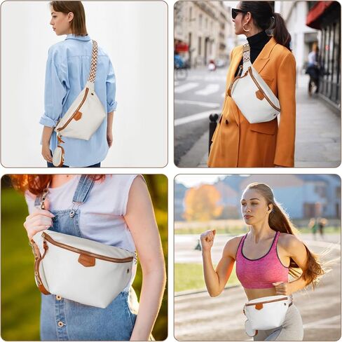 حقيبة خصر جلدية للنساء من Fanny Pack مع محفظة للعملات المعدنية، حقيبة خصر مقاومة للماء للمشي لمسافات طويلة وركوب الدراجات والجري in Kuwait