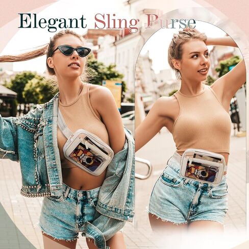 حقيبة خصر للنساء، VX VONXURY Clear Fanny Pack حقيبة حزام كروس خفيفة الوزن مع حزام قابل للتعديل للجري في الهواء الطلق والمشي لمسافات طويلة، بيج in Kuwait