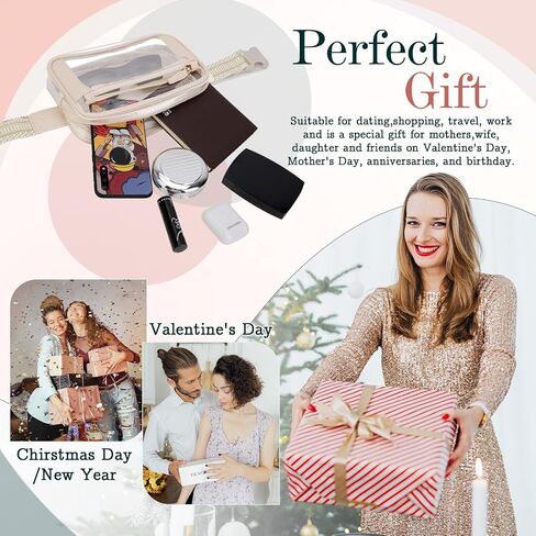 حقيبة خصر للنساء، VX VONXURY Clear Fanny Pack حقيبة حزام كروس خفيفة الوزن مع حزام قابل للتعديل للجري في الهواء الطلق والمشي لمسافات طويلة، بيج in Kuwait