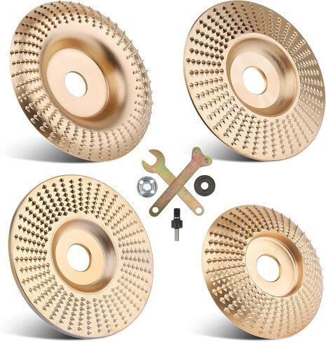 9PCS Wood Carving Disc Set,Grinding Wheel Shaping Disc for Wood Cutting for 4" or 4 1/2" Angle Grinder with 5/8" Arbor, Tungsten Carbide Grinder Cutting Wheel Attachments (Gold) (9PCS-Gold) in Saudi Arabia