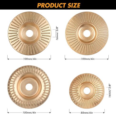 9PCS Wood Carving Disc Set,Grinding Wheel Shaping Disc for Wood Cutting for 4" or 4 1/2" Angle Grinder with 5/8" Arbor, Tungsten Carbide Grinder Cutting Wheel Attachments (Gold) (9PCS-Gold) in Saudi Arabia