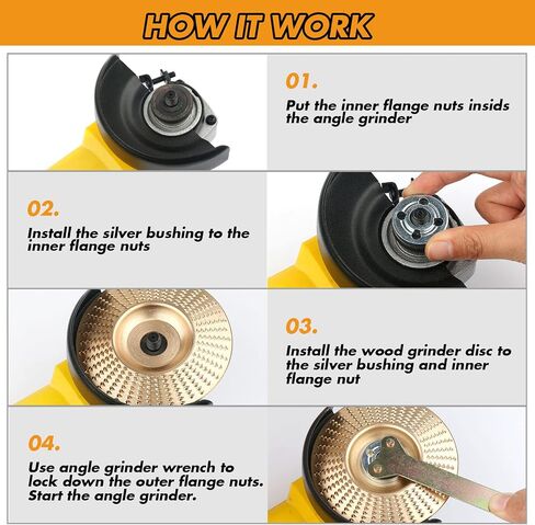 9PCS Wood Carving Disc Set,Grinding Wheel Shaping Disc for Wood Cutting for 4" or 4 1/2" Angle Grinder with 5/8" Arbor, Tungsten Carbide Grinder Cutting Wheel Attachments (Gold) (9PCS-Gold) in Saudi Arabia