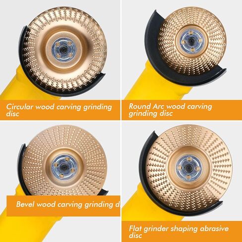 9PCS Wood Carving Disc Set,Grinding Wheel Shaping Disc for Wood Cutting for 4" or 4 1/2" Angle Grinder with 5/8" Arbor, Tungsten Carbide Grinder Cutting Wheel Attachments (Gold) (9PCS-Gold) in Saudi Arabia