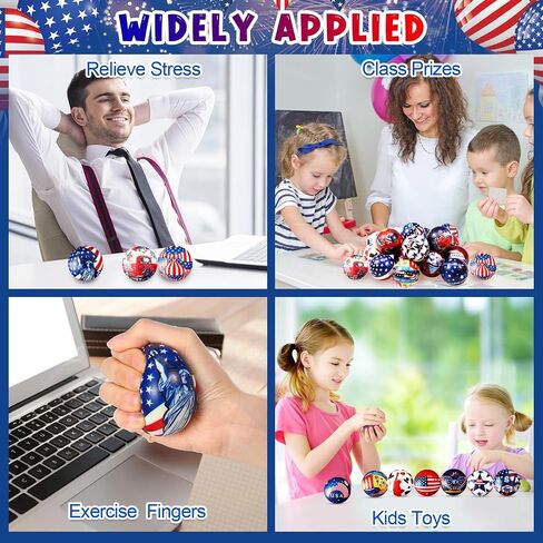Shappy 108 قطعة من كرات الضغط في الرابع من يوليو، كرات ضغط وطنية مقاس 2.5 بوصة، كرات ضغط إسفنجية صغيرة بعلم أمريكي أحمر وأبيض وأزرق، ألعاب تخفيف التوتر ليوم الاستقلال، فتاة صبي الكبار، هدايا الحفلات in Kuwait