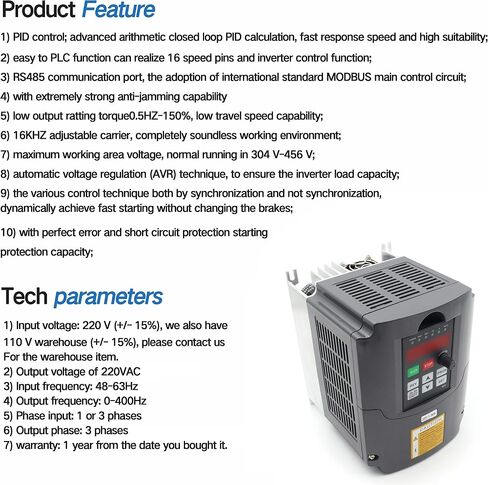 RATTMMOTOR Variable Frequency Drive 2.2KW 220V VFD Drive Inverter Frequency Converter Single Phase Input, 3 Phase Output for VFD Water-cooled Air-cooled Spindle Motor Speed Control+VFD Extension Cable in Saudi Arabia