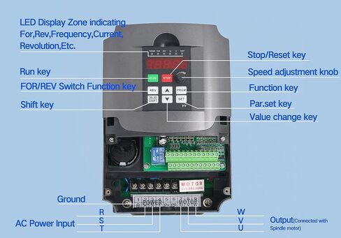 RATTMMOTOR Variable Frequency Drive 2.2KW 220V VFD Drive Inverter Frequency Converter Single Phase Input, 3 Phase Output for VFD Water-cooled Air-cooled Spindle Motor Speed Control+VFD Extension Cable in Saudi Arabia