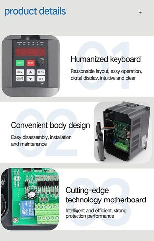 RATTMMOTOR Variable Frequency Drive 2.2KW 220V VFD Drive Inverter Frequency Converter Single Phase Input, 3 Phase Output for VFD Water-cooled Air-cooled Spindle Motor Speed Control+VFD Extension Cable in Saudi Arabia