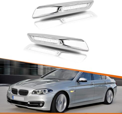 ADIIL F10 Style Silver Lens Front Fender Full Amber LED Side Marker Light Turn Signal Lamp Assembly For BMW 1 3 5 Series E82 E88 E90 E91 E92 E93 E60 E61 in Saudi Arabia