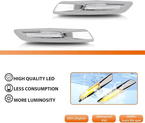 ADIIL F10 Style Silver Lens Front Fender Full Amber LED Side Marker Light Turn Signal Lamp Assembly For BMW 1 3 5 Series E82 E88 E90 E91 E92 E93 E60 E61 in Saudi Arabia