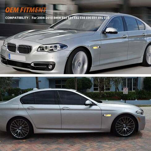 ADIIL F10 Style Silver Lens Front Fender Full Amber LED Side Marker Light Turn Signal Lamp Assembly For BMW 1 3 5 Series E82 E88 E90 E91 E92 E93 E60 E61 in Saudi Arabia