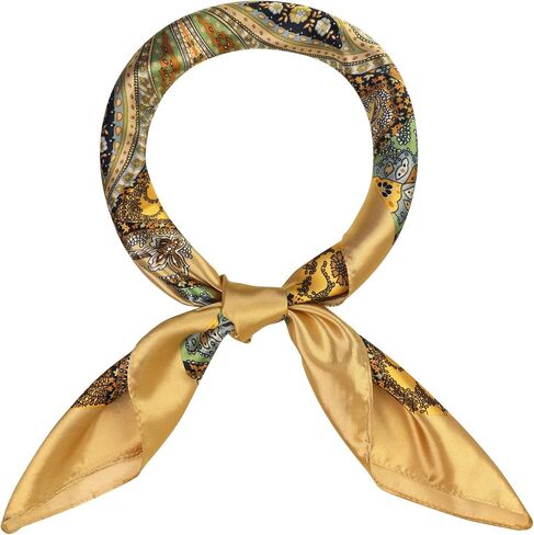 Women's Satin Square Scarf, 35" Large Paisley Symmetric Silk Like Hair Scarf Head Sleeping Wrap Bandanas in Saudi Arabia