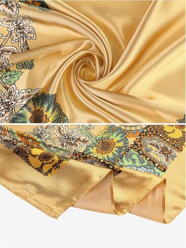 Women's Satin Square Scarf, 35" Large Paisley Symmetric Silk Like Hair Scarf Head Sleeping Wrap Bandanas in Saudi Arabia