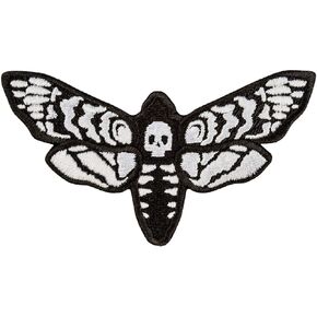 EMBROVERSE Death Head Hawk Moth Patch - Embroidered Skull Goth Witchcraft - Iron On Patches - Size: 3 x 1.7 inches