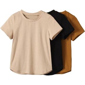 SOLY HUX Toddler Boy's Round Neck Tee 3 Piece Solid Short Sleeve T Shirts Summer Tops