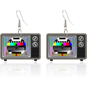 Creative Acrylic Vintage Television Drop Dangle Earrings Statement Unique TV Dangle Earrings Novelty Jewelry for Women Teens Girls Birthday Gifts