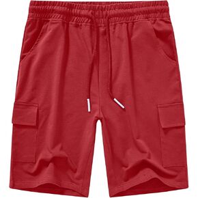 YuKaiChen Men's Casual Cargo Shorts Classic Relaxed Fit Drawstring Elastic Waist with Pockets