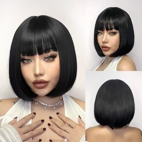 Ombre Pink Wig Short Body Wavy Bob Wigs for Women With Bangs Shoulder Length Synthetic Cosplay Party Wig for Girls Daily Use Colorful Wigs