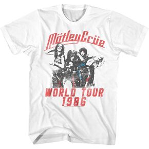 Motley Crue 1986 American Heavy Metal Rock Band World Tour White Adult T-Shirt