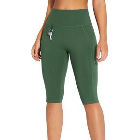 BALEAF Women's Hiking Long Shorts High Waist Knee Length Leggings Capri Pockets Athletic Outdoor Travel Workout Biker Shorts