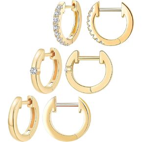 Gold Hoop Earrings Set 14k Gold Plated Huggie Hoop Earrings Hypoallergenic Jewelry Daily Earrings for Women