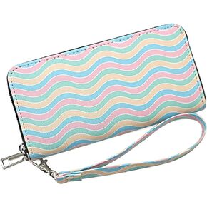 Cow Print Wallets for Women Cow Pattern PU Leather Zipper Long Purse with Removable Wristlet Cellphone Credit Card Money Holder Clutch Wallet