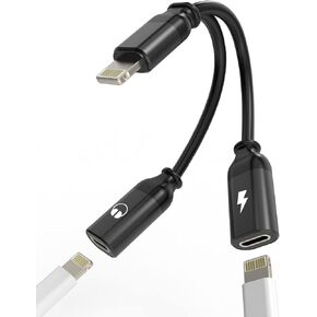 Iphone Headphone Splitter 2in1 Audio Charge Dongle Jack Dual Lightning Adapter Apple Adaptador Para AUX Cable MFI Certified Compatible With 13 12 11 Pro Max Mini Xs Se 7 X Xr 8 Plus Earphone Converter