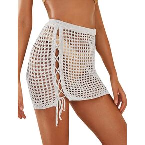 بدلة سباحة نسائية من Jumppmile مصنوعة من الكروشيه الشفاف للشاطئ وتنورة قصيرة بيكيني لتغطية التنورة in Kuwait