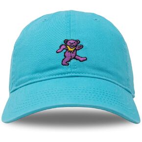 Ripple Junction Grateful Dead Embroidered Dancing Bear Hat Dad Style Baseball Cap Adult Adjustable One Size Officially Licensed Turquoise