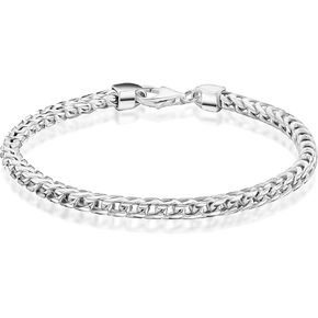 PORI JEWELERS 18K Gold over 925 Sterling Silver Italian Solid 3.5mm Square Box Link Franco Chain Bracelet for Men - Made in Italy