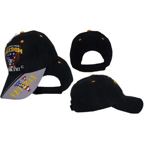 If You Love Your Freedom Thank A Vet Veteran Black Embroidered Ball Cap Hat