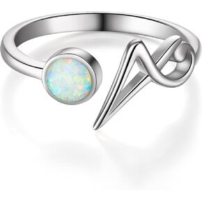 Mothers Day Gifts 925 Sterling Silver Initial Ring Opal Letter Ring for Women Alphabet Open Ring Adjustable Elegant Gift for Girls Xmas