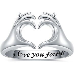 Love Hug Rings for Teen Girls - 925 Sterling Silver Adjustable Cute Jewelry Gifts for Women Mother Daughter in Kuwait