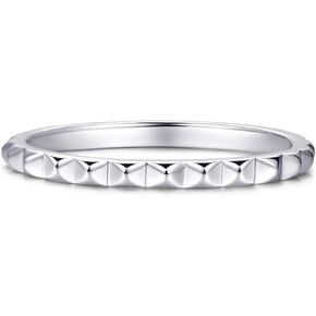 Stacking Pyramid Ring for Women Teens & Girls [18K Gold Plated on .925 Sterling Silver] - Dainty Spike Band [Hypoallergenic]