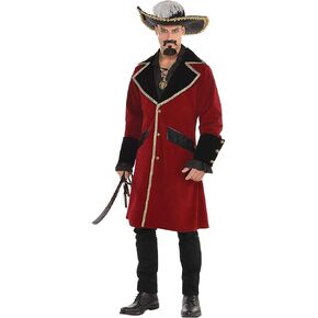 Amscan Multicolor Pirate Captain's Jacket - Adult Standard Size (1 Count) - Stunning, Outerwear for Adventurous Seafarers & Cosplay Enthusiasts