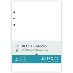 LUX PRO A5: Standard 6 Month Set – LUX Productivity Refill Pack - Planner Page Inserts - Compatible with The LUX PRO A5 6-Ring Binder Organizer