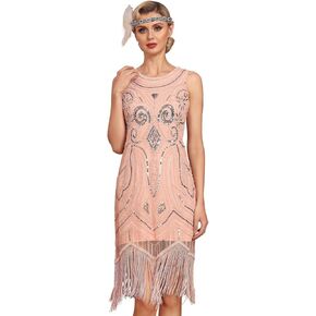 kayamiya Women's Flapper Dresses 1920s Beaded Fringed Great Gatsby Roaring 20s Costumes Party Dress