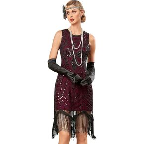 kayamiya Women's Flapper Dresses 1920s Beaded Fringed Great Gatsby Roaring 20s Costumes Party Dress