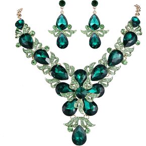 EVER FAITH Rhinestone Crystal Elegant Wedding Flower Leaf Teardrop Necklace Earring Set in Kuwait