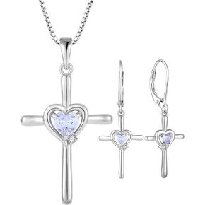 قلادة متقاطعة من الفضة الإسترليني عيار 925 على شكل صليب على شكل قلادة دينية مكونة من مجموعة مجوهرات ألكسندريت للنساء in Kuwait