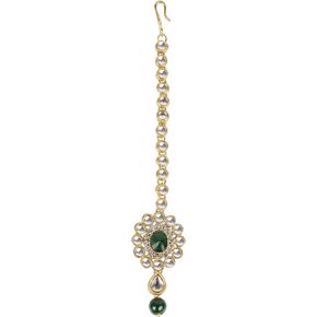 I Jewels Gold Plated Indian Wedding Bollywood Kundan & Stone Studded Maang Tikka for Women in Saudi Arabia