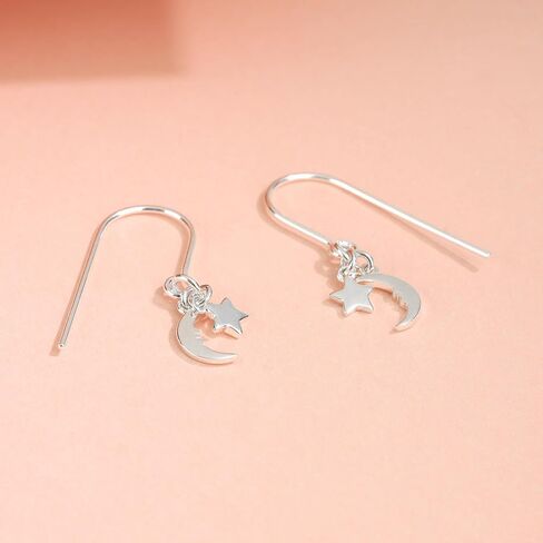 Boma Jewelry Sterling Silver Moon & Star Charm Dangle Earrings in Saudi Arabia