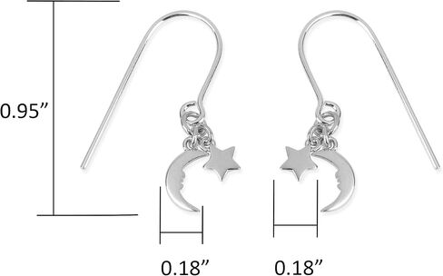 Boma Jewelry Sterling Silver Moon & Star Charm Dangle Earrings in Saudi Arabia