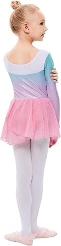 LIONJIE Little Girls Long Sleeve Shiny Diamond Gymnastics Leotards with Tutu Dress Skirt Ballet Dance Biketards in Saudi Arabia
