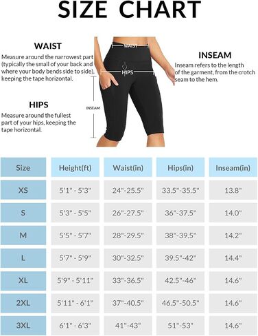 BALEAF Women's Hiking Long Shorts High Waist Knee Length Leggings Capri Pockets Athletic Outdoor Travel Workout Biker Shorts in Saudi Arabia