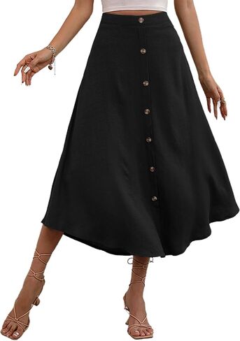 تنورة SOFIA'S Choice للسيدات بأزرار أمامية متوسطة الطول وخصر عالي على شكل حرف A in Kuwait