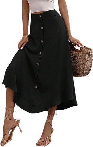 تنورة SOFIA'S Choice للسيدات بأزرار أمامية متوسطة الطول وخصر عالي على شكل حرف A in Kuwait