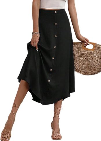 تنورة SOFIA'S Choice للسيدات بأزرار أمامية متوسطة الطول وخصر عالي على شكل حرف A in Kuwait