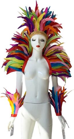 QI@XIA Feather Shoulder Shawl 1 Pair of Wrist Cuffs and Leg Cuff 1 Headpiece Carnival Halloween Costume Accessory Mardi gras in Saudi Arabia